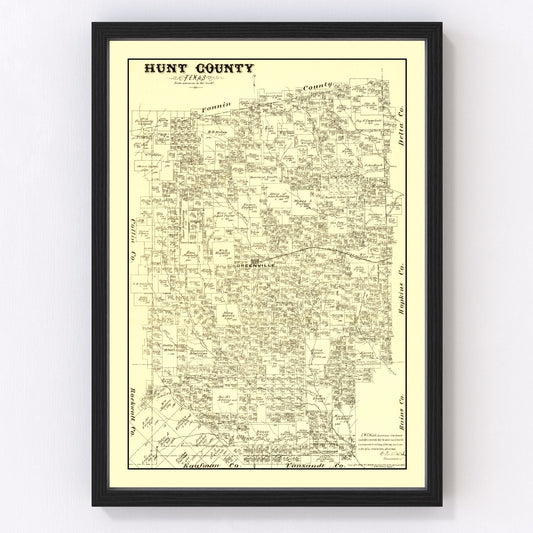 Vintage Map of Hunt County, Texas 1879