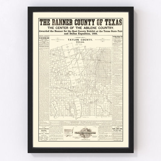 Vintage Map of Taylor County, Texas 1889