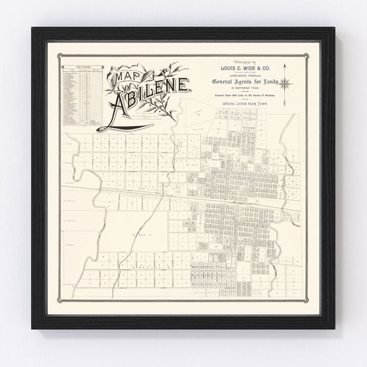 Vintage Map of Abilene, Texas 1885