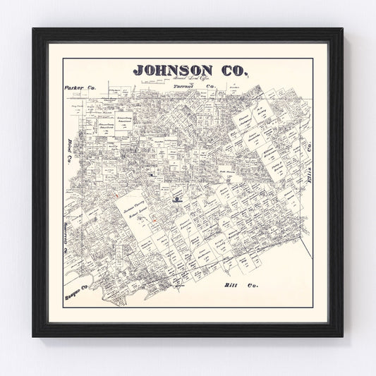 Vintage Map of Johnson County, Texas 1887
