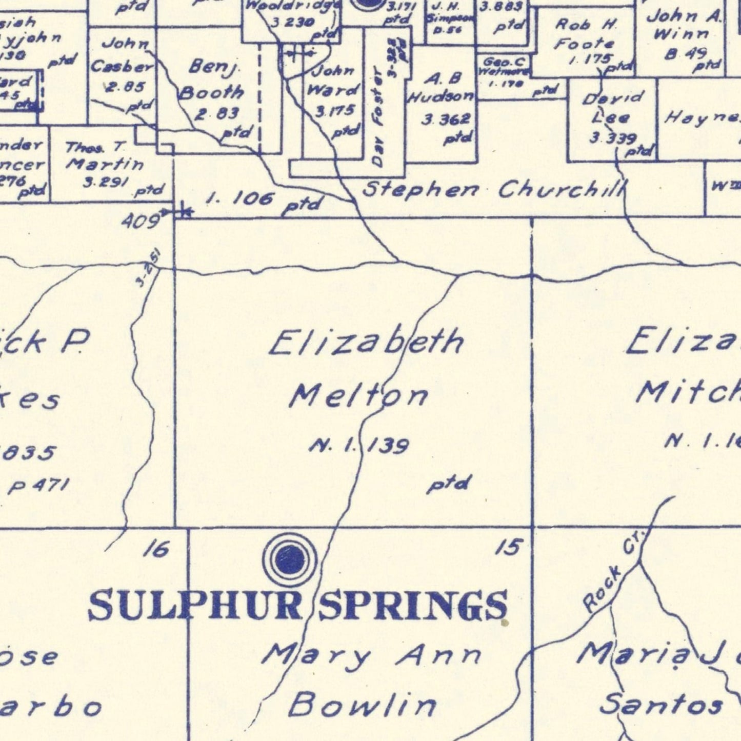 Vintage Map of Hopkins County, Texas 1885