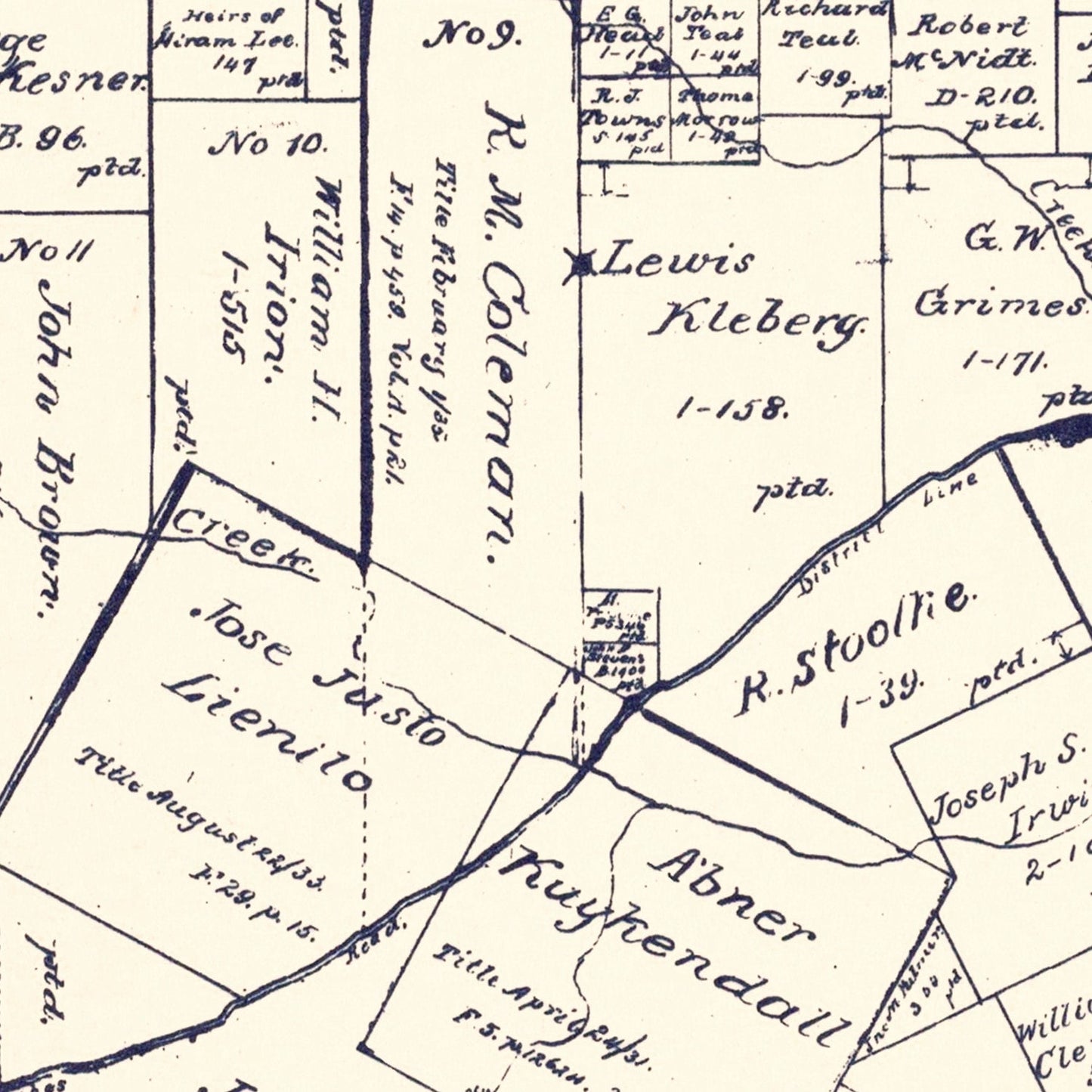 Vintage Map of Lee County, Texas 1888