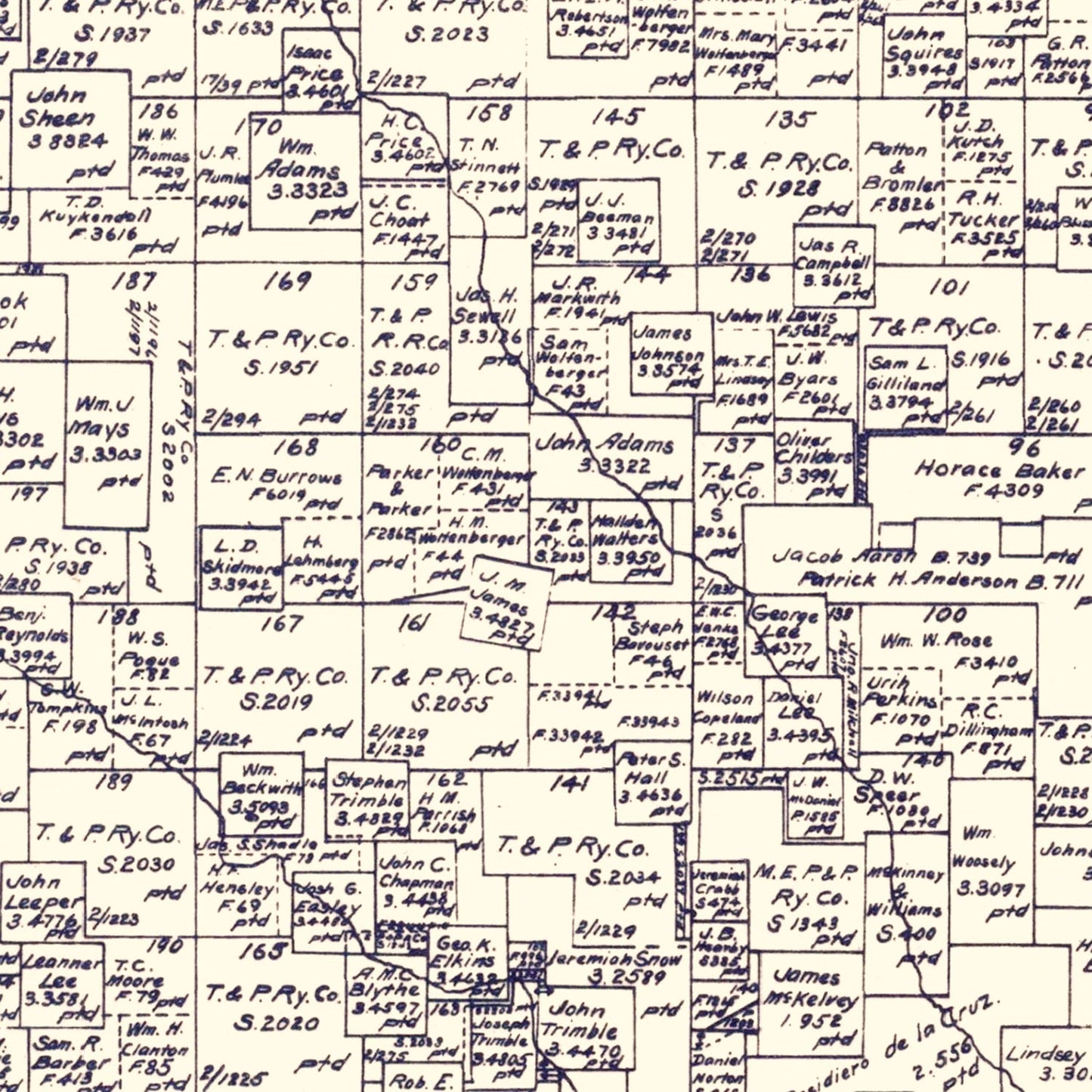 Vintage Map of Parker County, Texas 1889