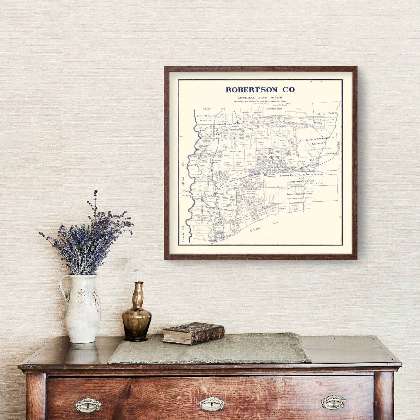 Vintage Map of Robertson County, Texas 1889