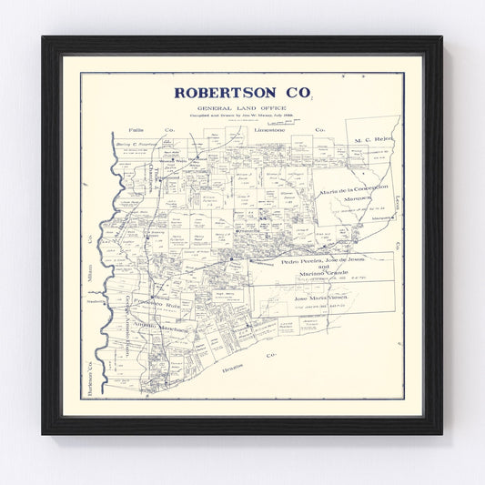 Vintage Map of Robertson County, Texas 1889