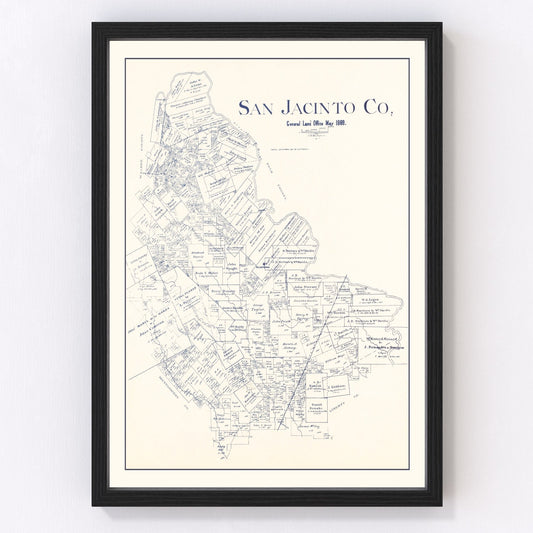 Vintage Map of San Jacinto County, Texas 1889