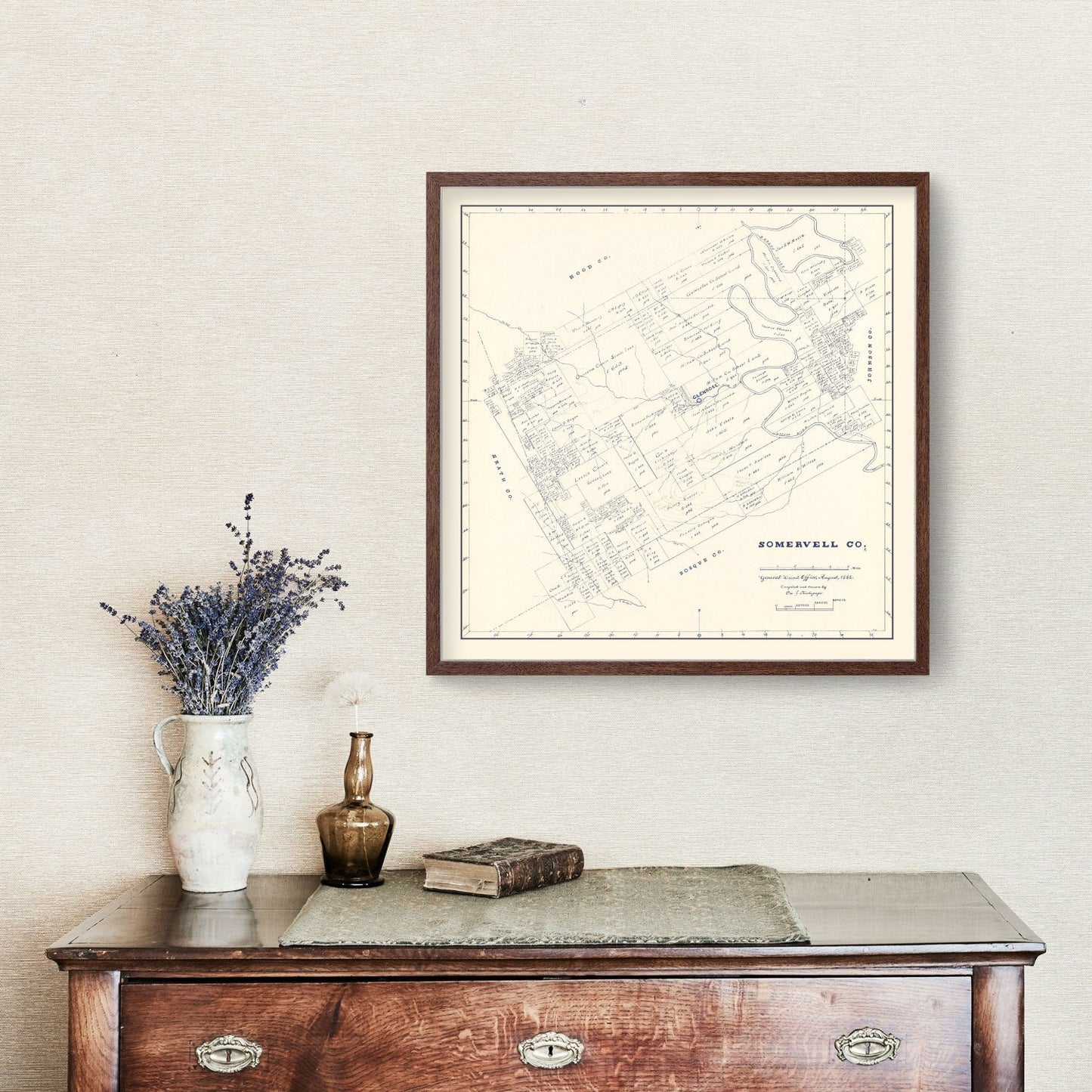 Vintage Map of Somervell County, Texas 1884