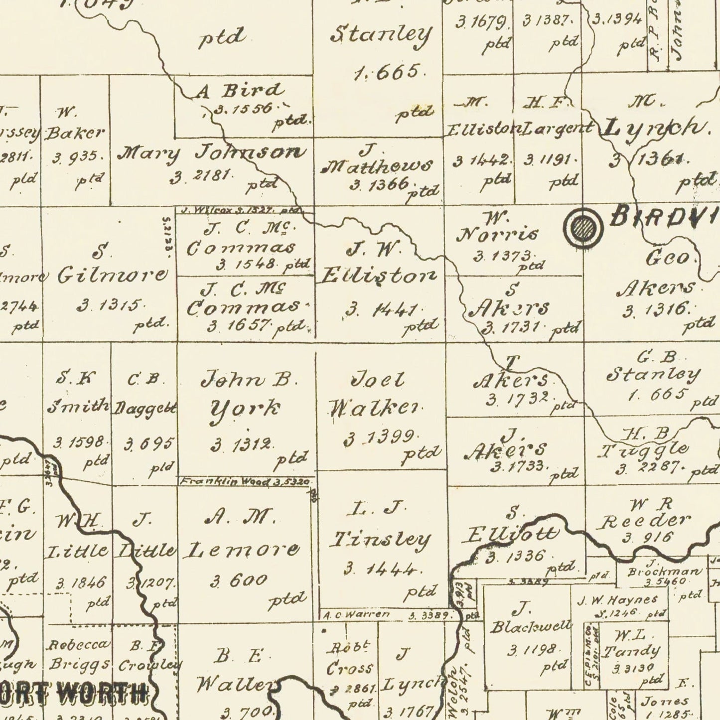 Vintage Map of Tarrant County, Texas 1888