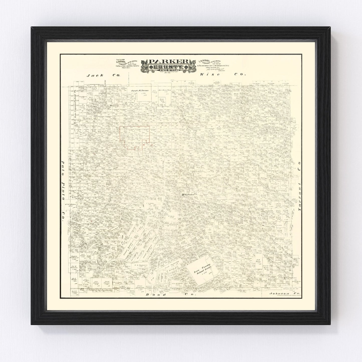 Vintage Map of Parker County, Texas 1889