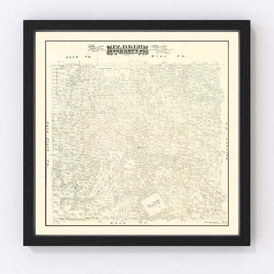 Vintage Map of Parker County, Texas 1889