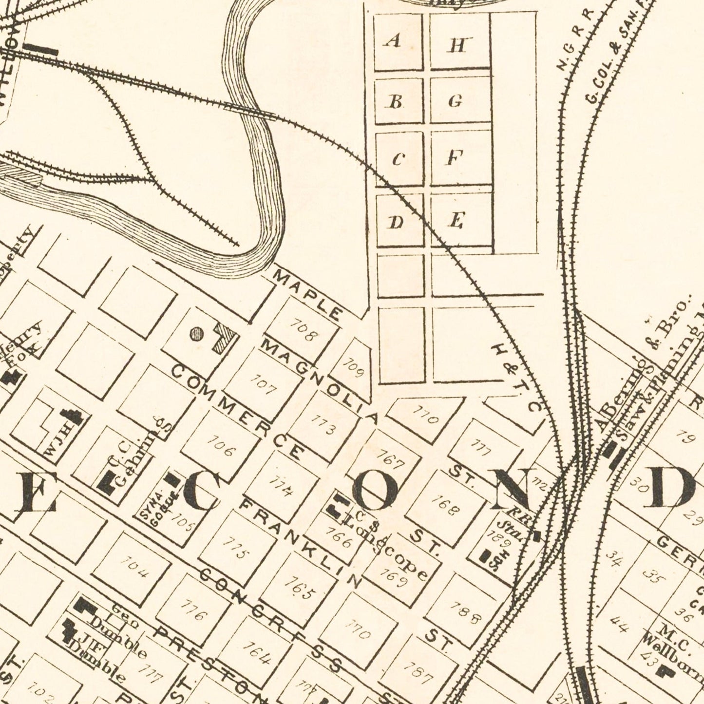 Vintage Map of Houston, Texas 1884
