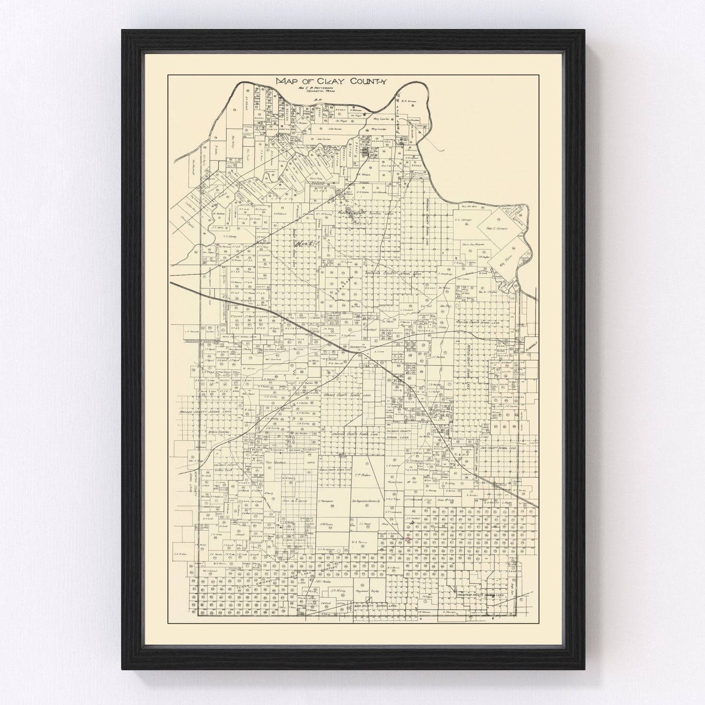 Vintage Map of Clay County, Texas 1882