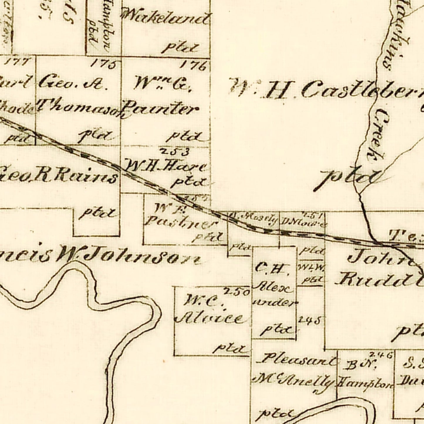 Vintage Map of Gregg County, Texas 1887