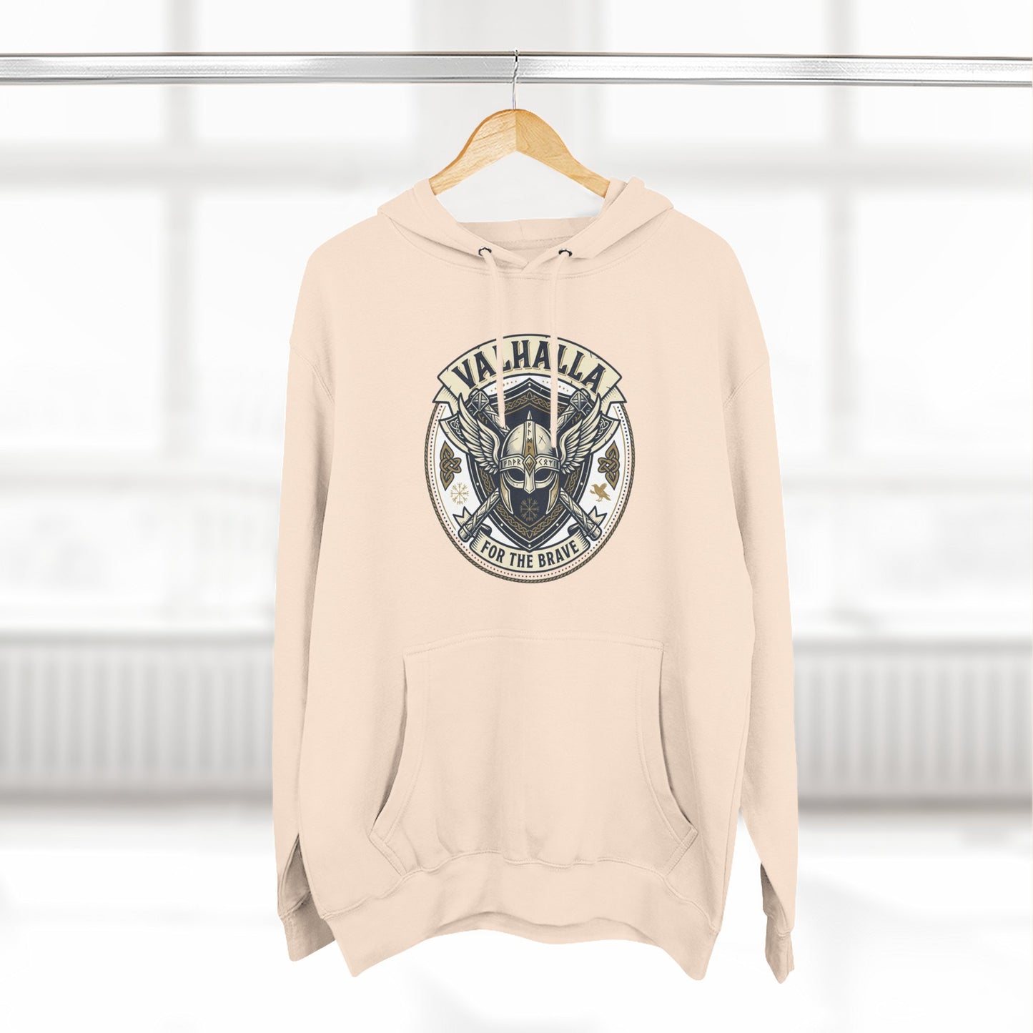 Viking Valhalla Skull Hoodie – "For the Brave" Graphic Fleece Hoodie