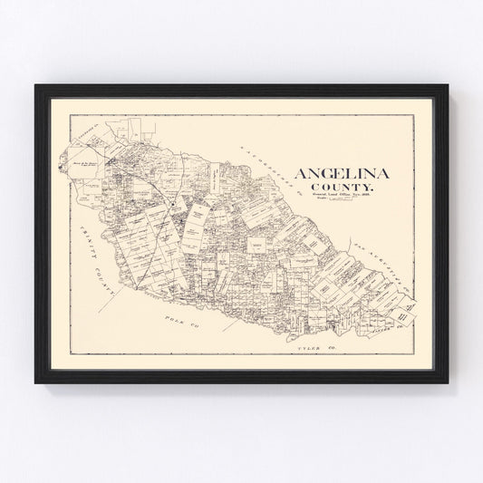 Vintage Map of Angelina County, Texas 1899
