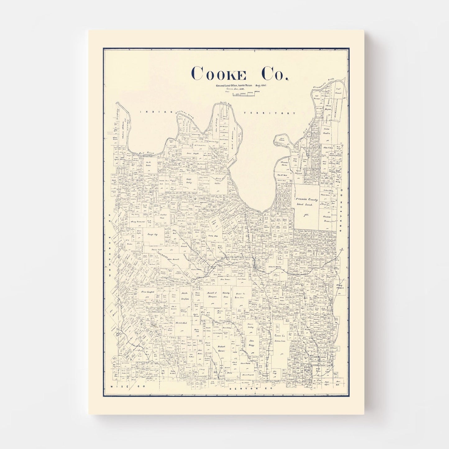 Vintage Map of Cooke County, Texas 1899