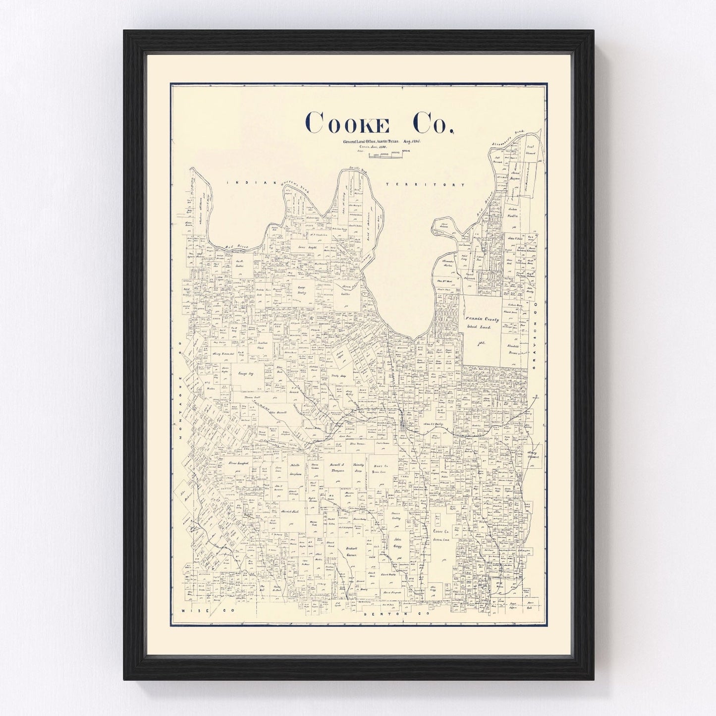 Vintage Map of Cooke County, Texas 1899
