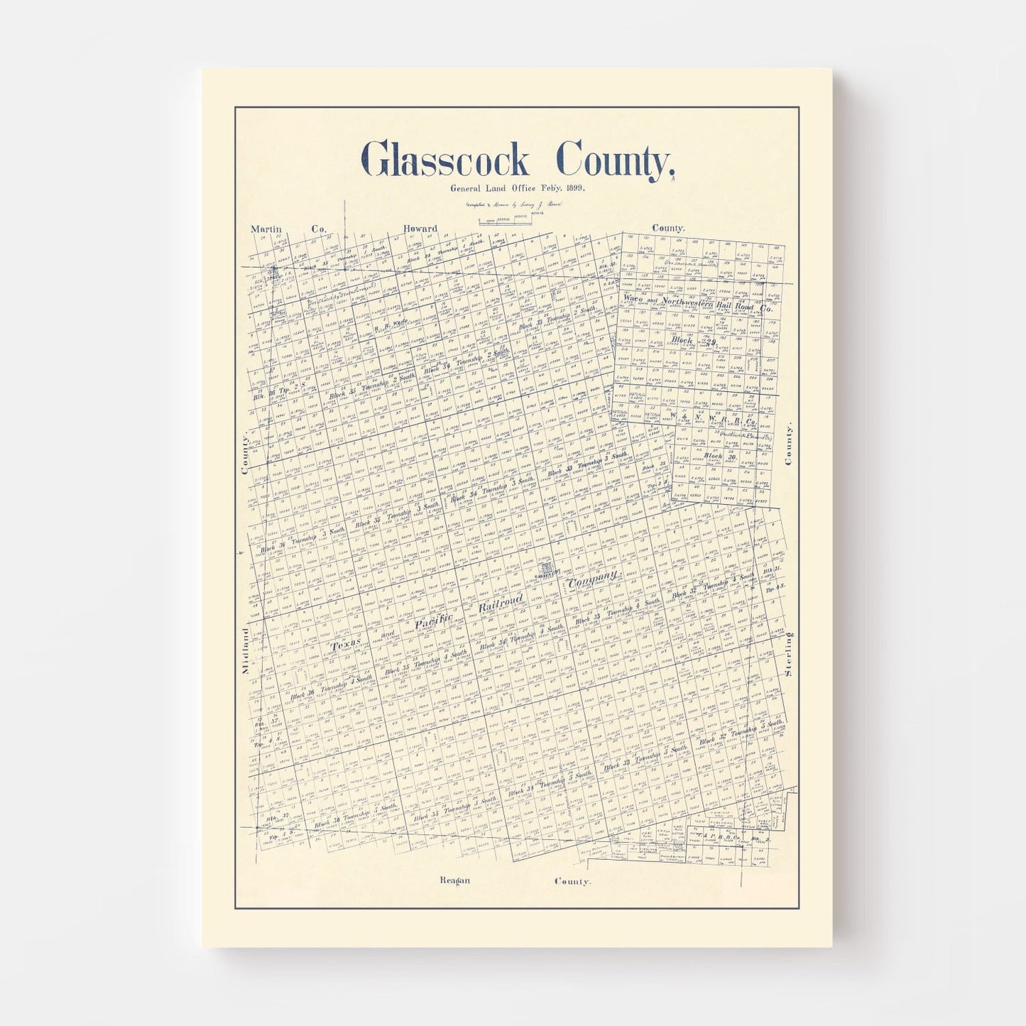 Vintage Map of Glasscock County, Texas 1899