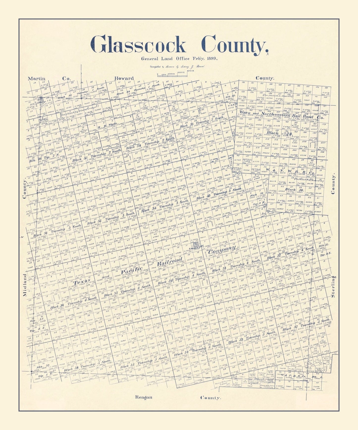 Vintage Map of Glasscock County, Texas 1899