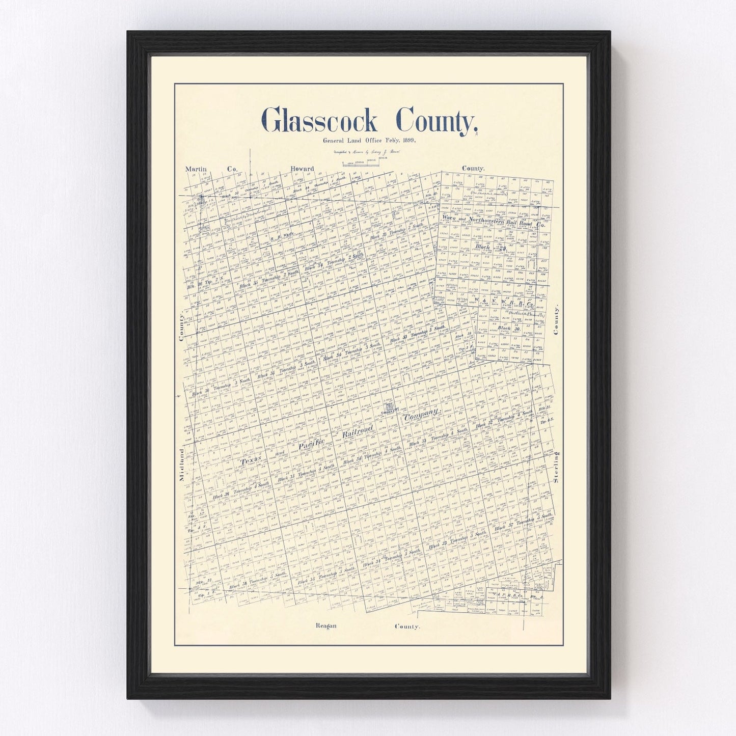 Vintage Map of Glasscock County, Texas 1899