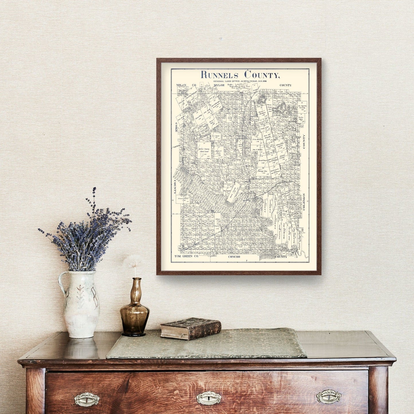 Vintage Map of Runnels County, Texas 1898