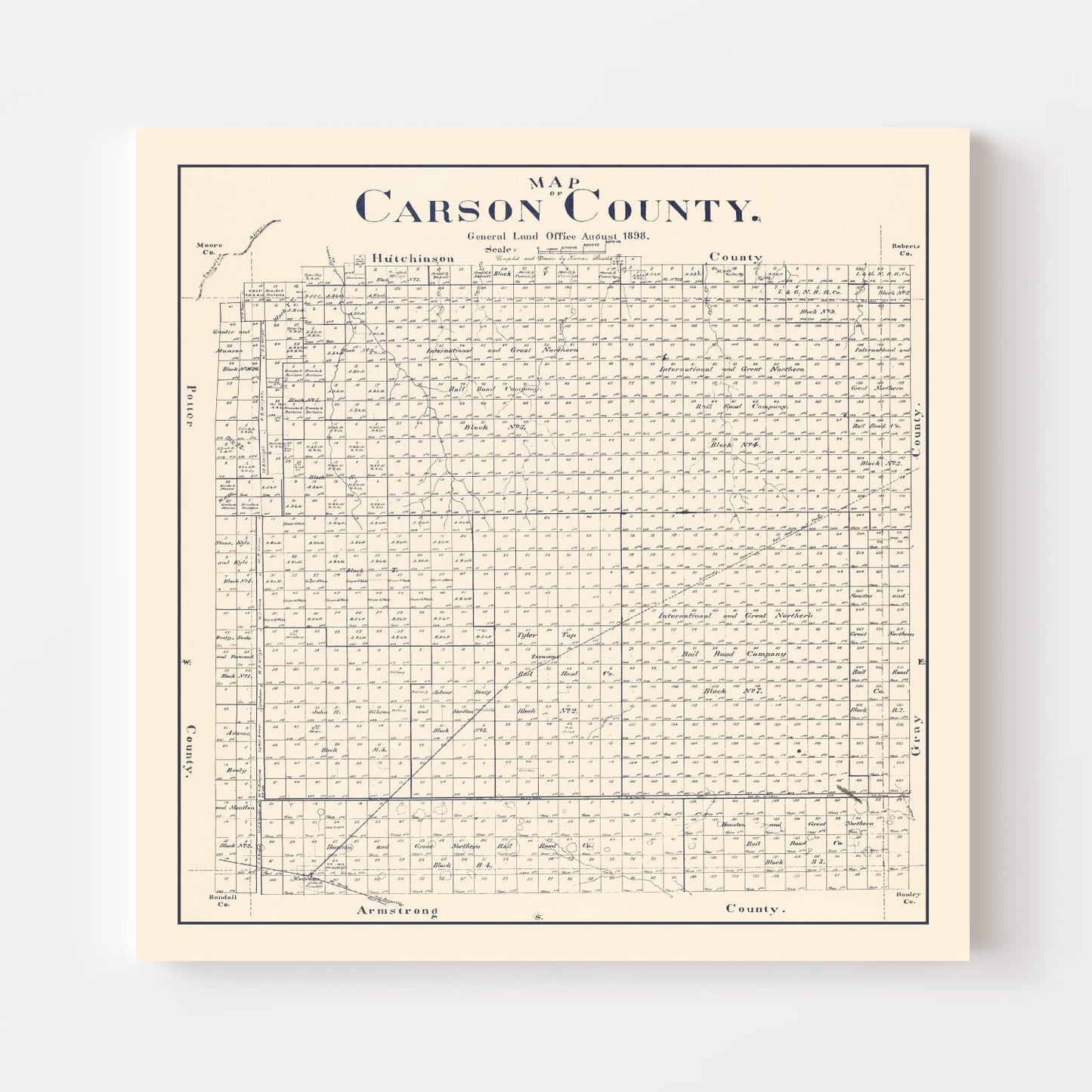 Vintage Map of Carson County, Texas 1898