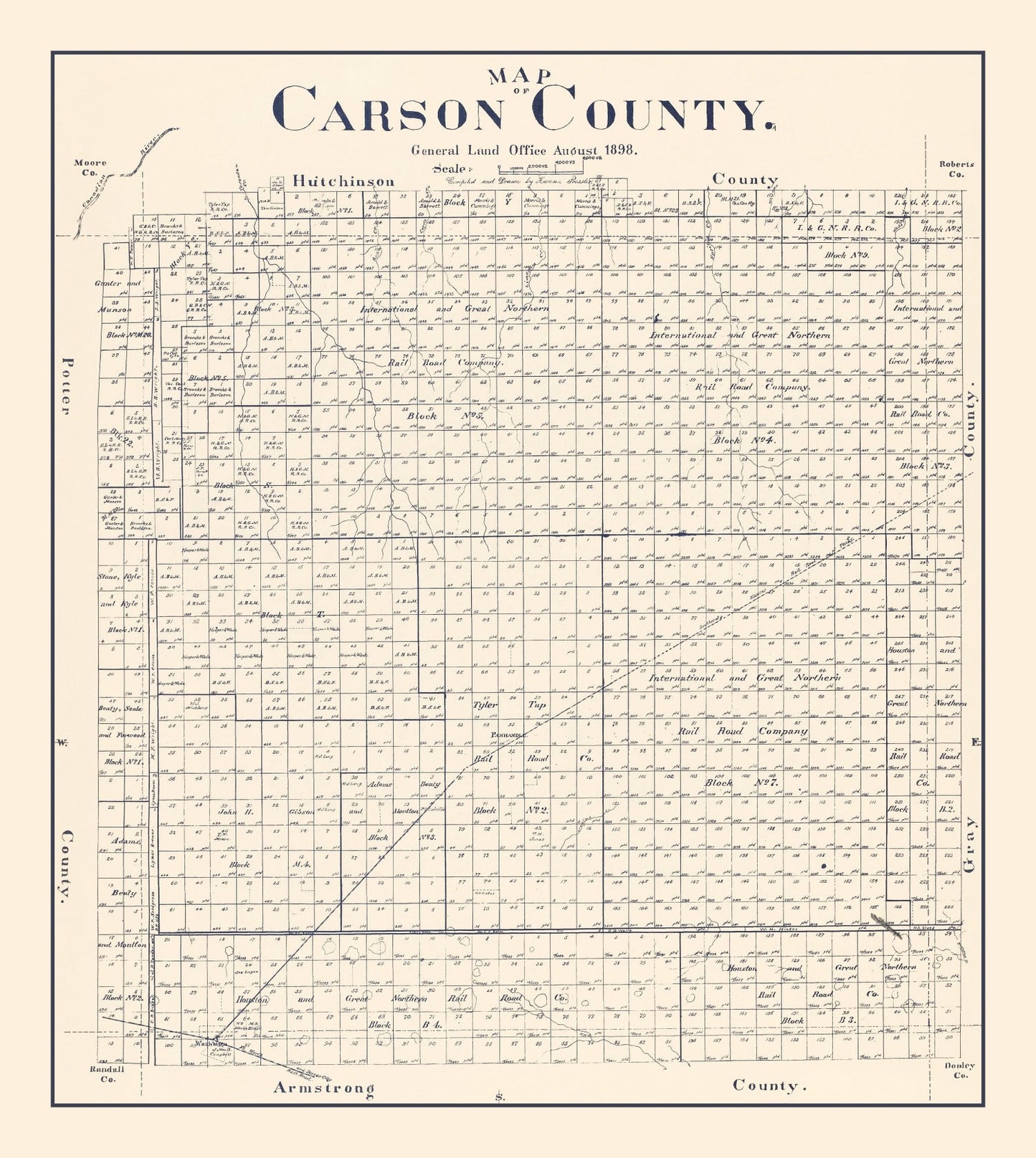 Vintage Map of Carson County, Texas 1898