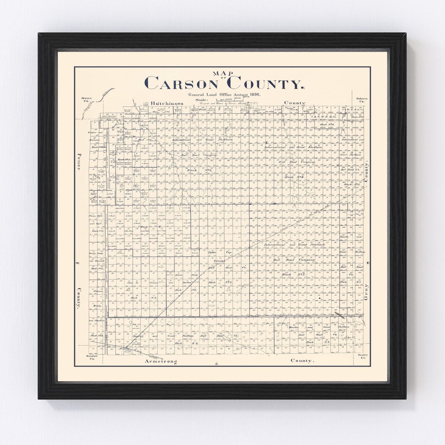 Vintage Map of Carson County, Texas 1898