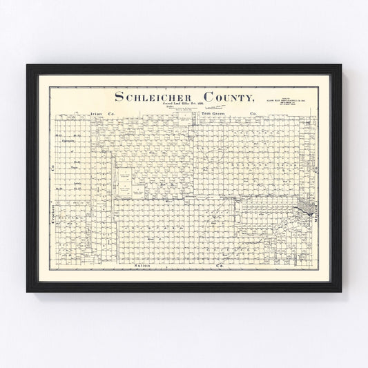 Vintage Map of Schleicher County, Texas 1898