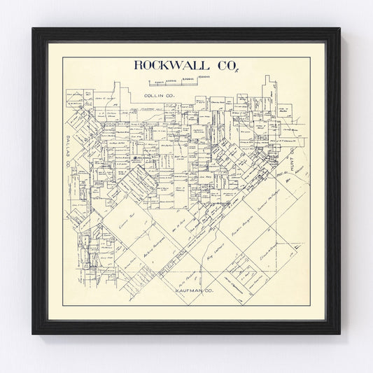 Vintage Map of Rockwall County, Texas 1890