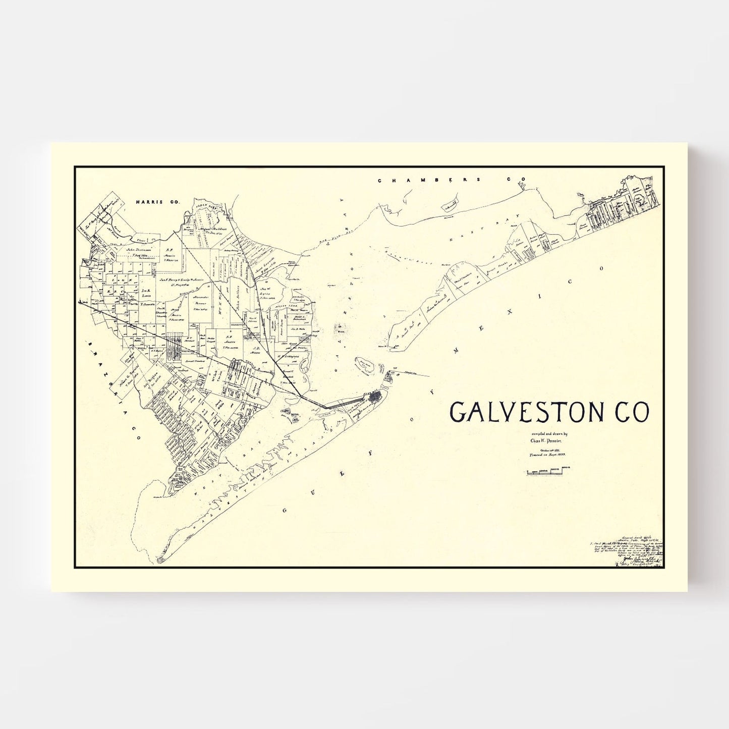 Vintage Map of Galveston County, Texas 1899