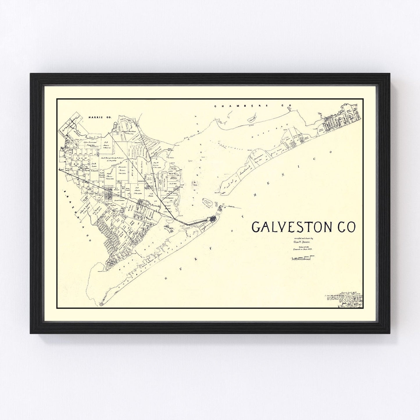 Vintage Map of Galveston County, Texas 1899