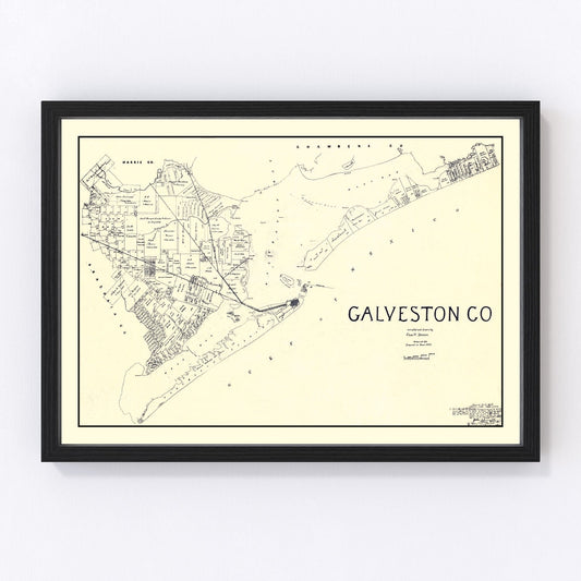 Vintage Map of Galveston County, Texas 1899