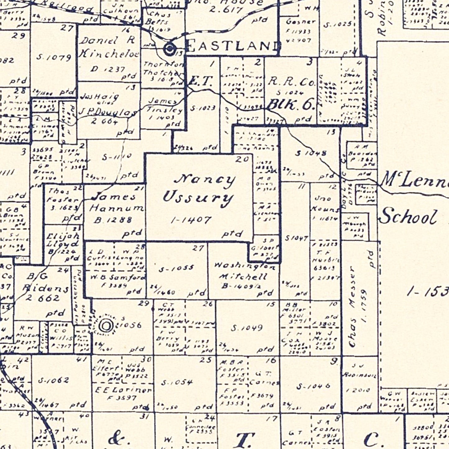 Vintage Map of Eastland County, Texas 1896