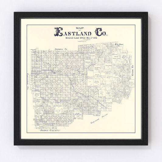 Vintage Map of Eastland County, Texas 1896