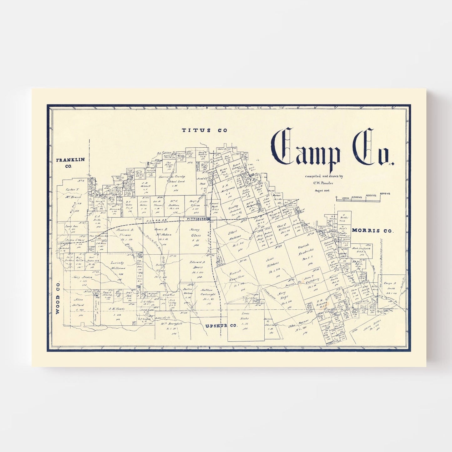Vintage Map of Camp County, Texas 1897