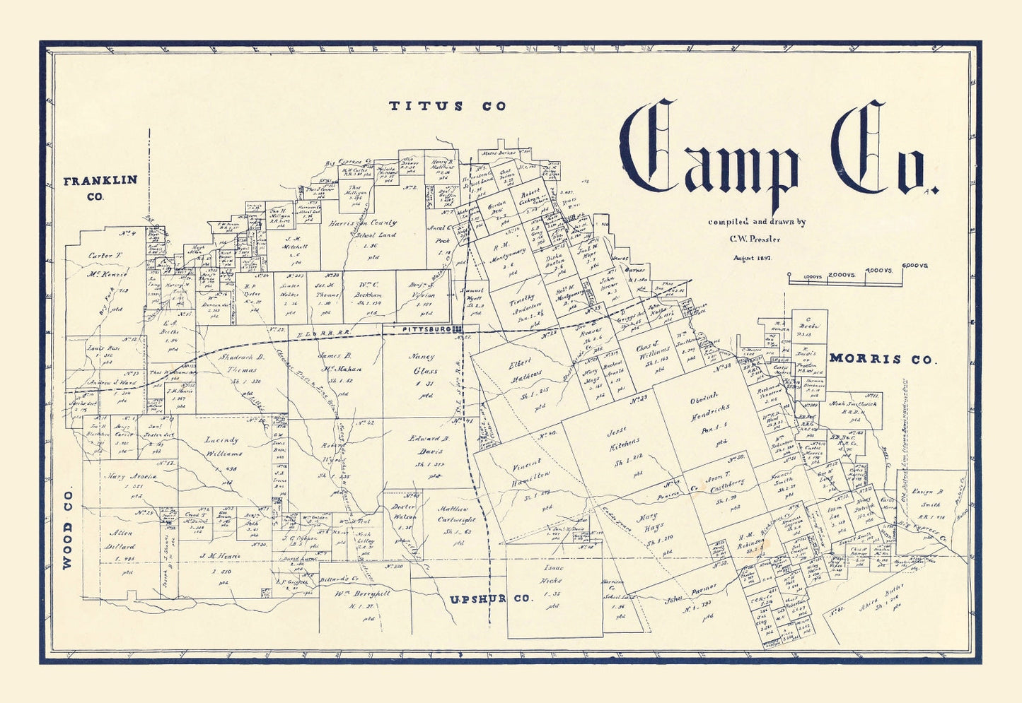Vintage Map of Camp County, Texas 1897