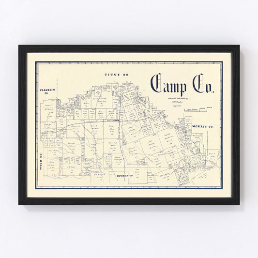 Vintage Map of Camp County, Texas 1897