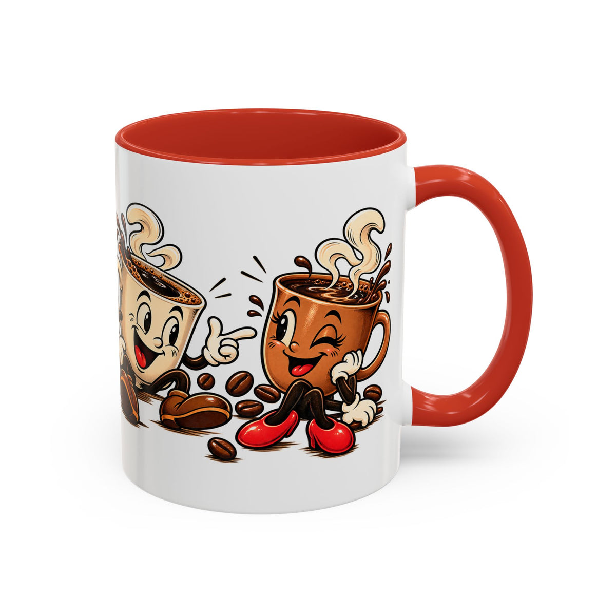 Coffee Cartoon Mug — Cute Dancing Coffee Cups Accent Mug