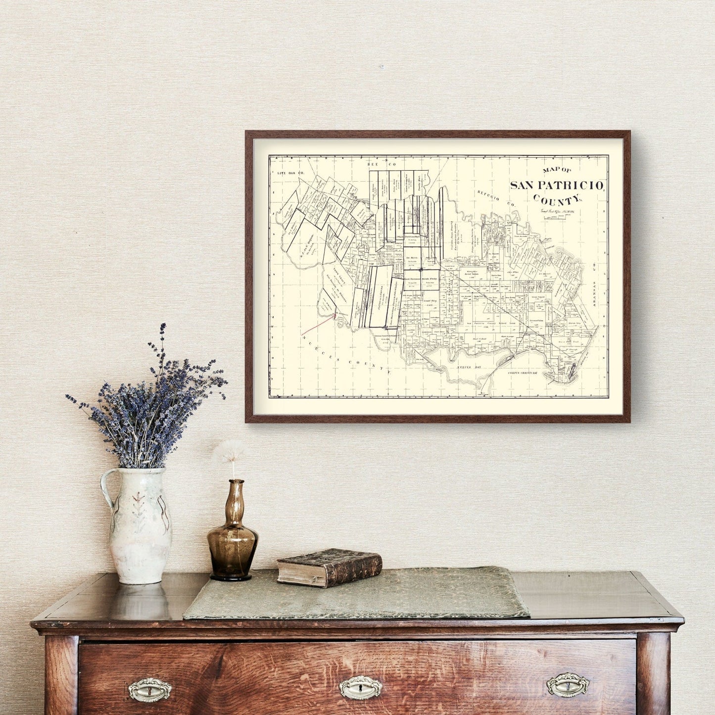 Vintage Map of San Patricio County, Texas 1896