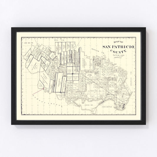 Vintage Map of San Patricio County, Texas 1896