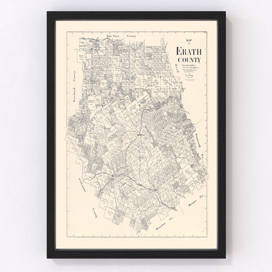 Vintage Map of Erath County, Texas 1896