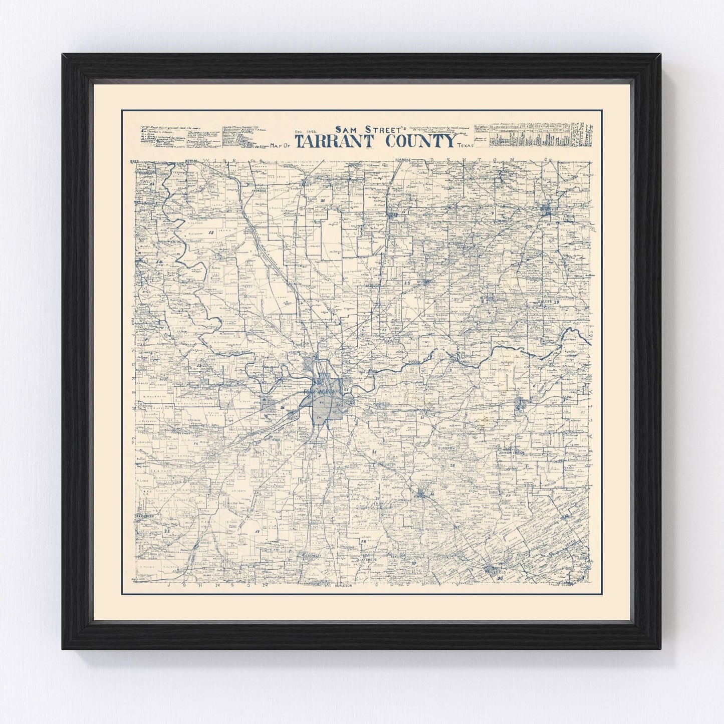 Vintage Map of Tarrant County, Texas 1895