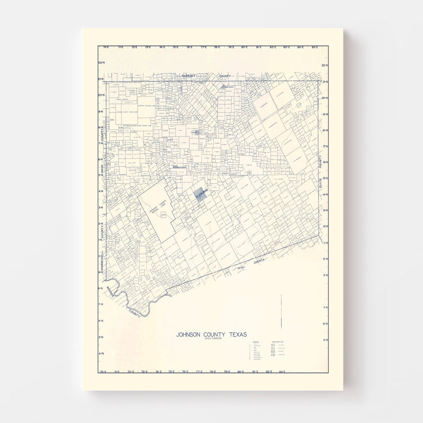 Vintage Map of Johnson County, Texas 1899
