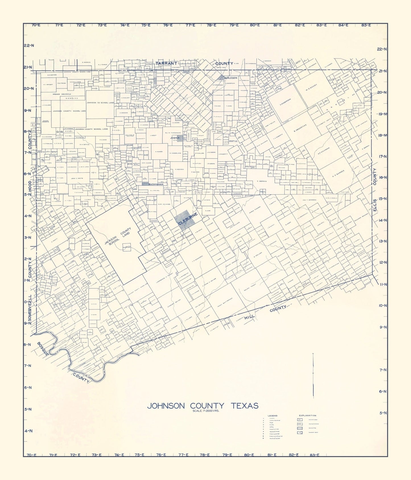 Vintage Map of Johnson County, Texas 1899