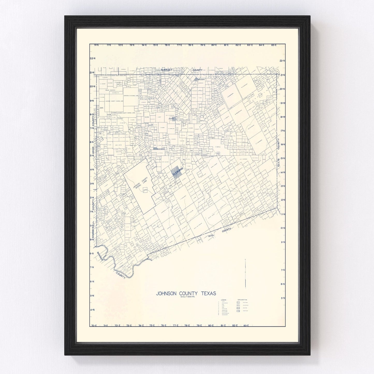 Vintage Map of Johnson County, Texas 1899