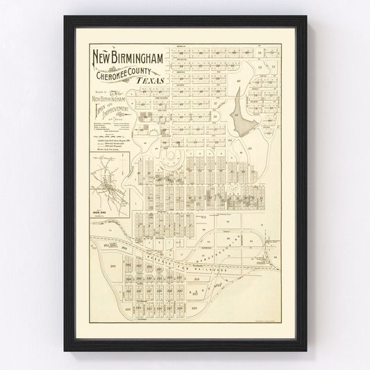 Vintage Map of New Birmingham, Texas 1891