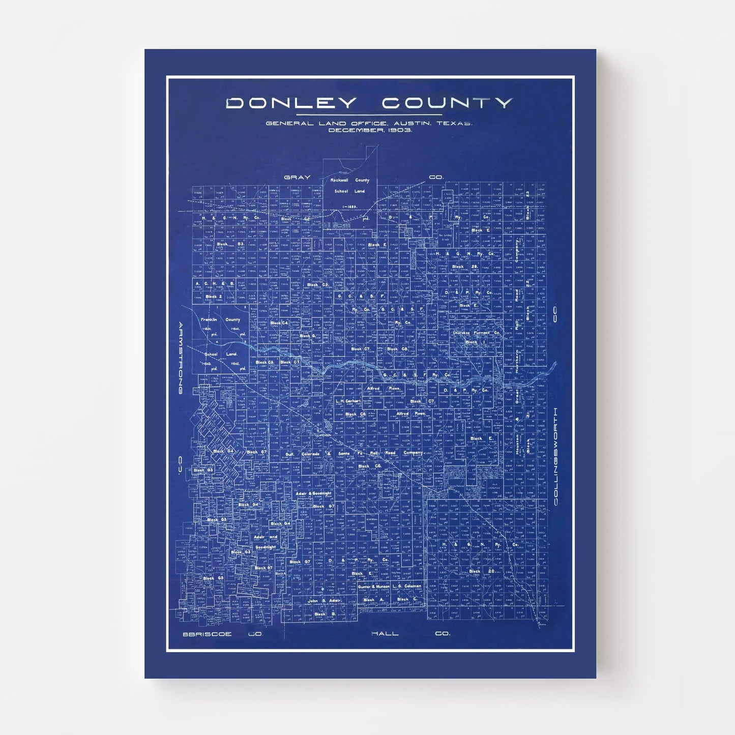 Vintage Map of Donley County, Texas 1904