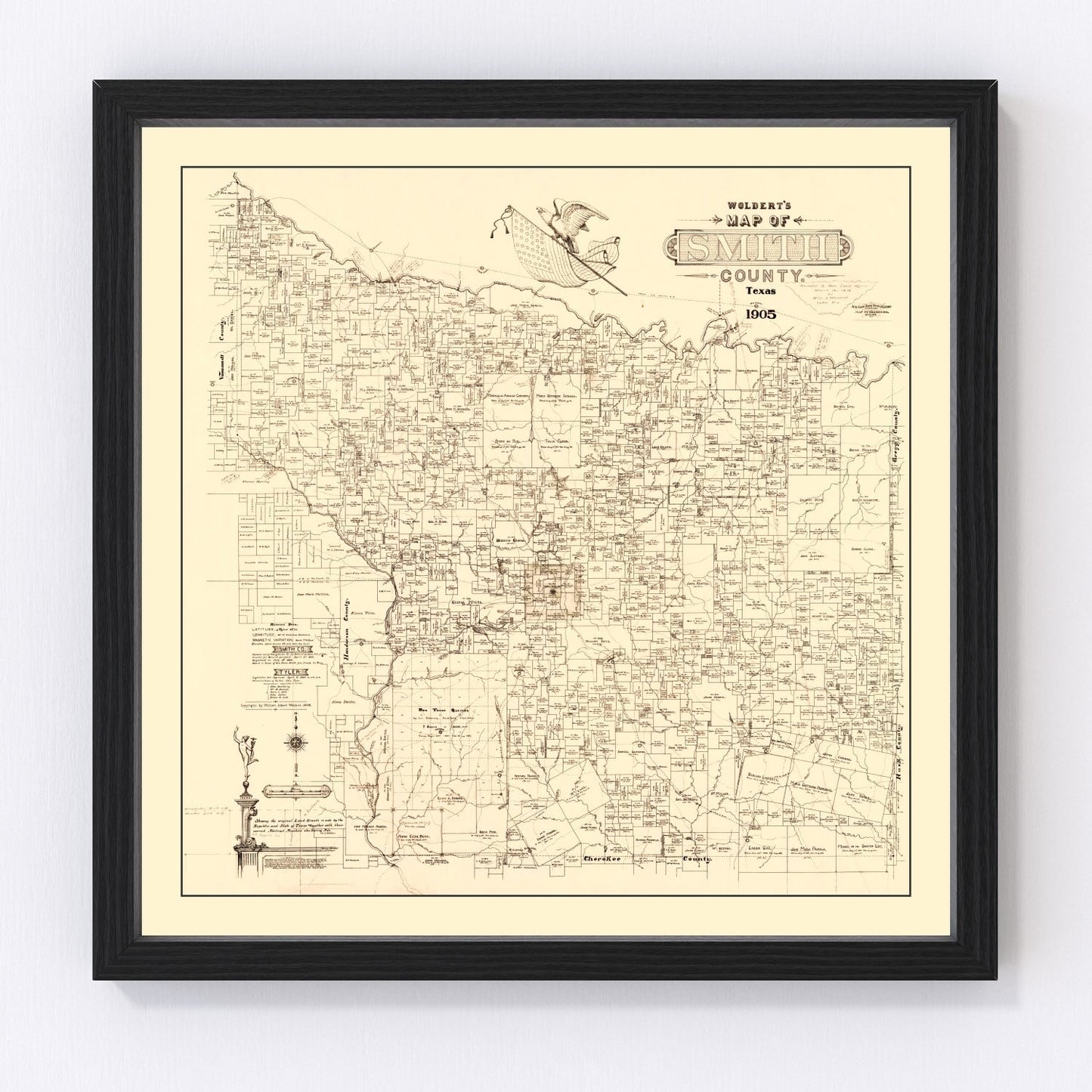 Vintage Map of Smith County, Texas 1905
