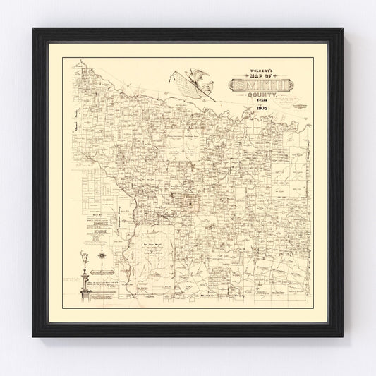 Vintage Map of Smith County, Texas 1905